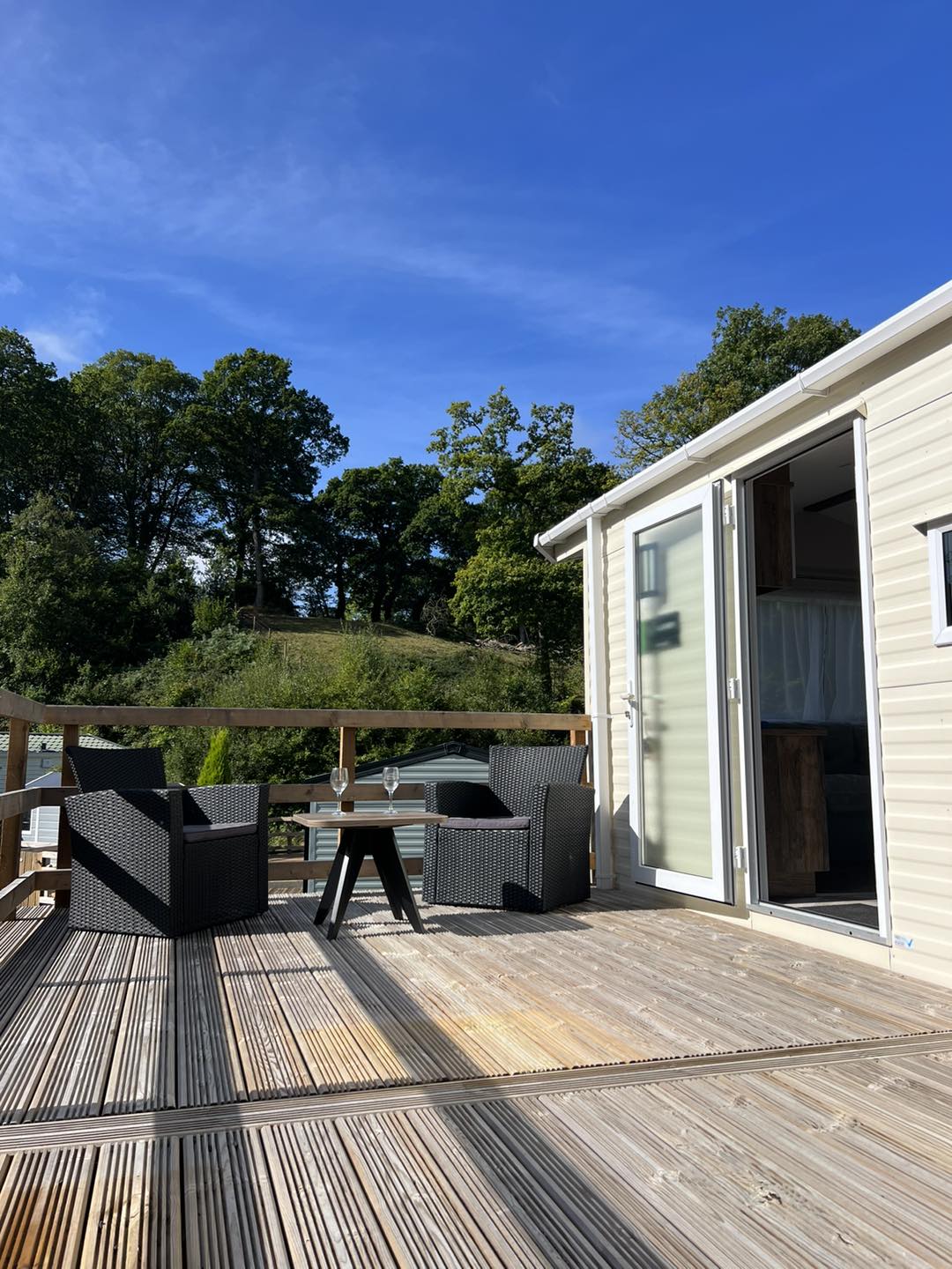 View from decking on Brookwood into wooded area