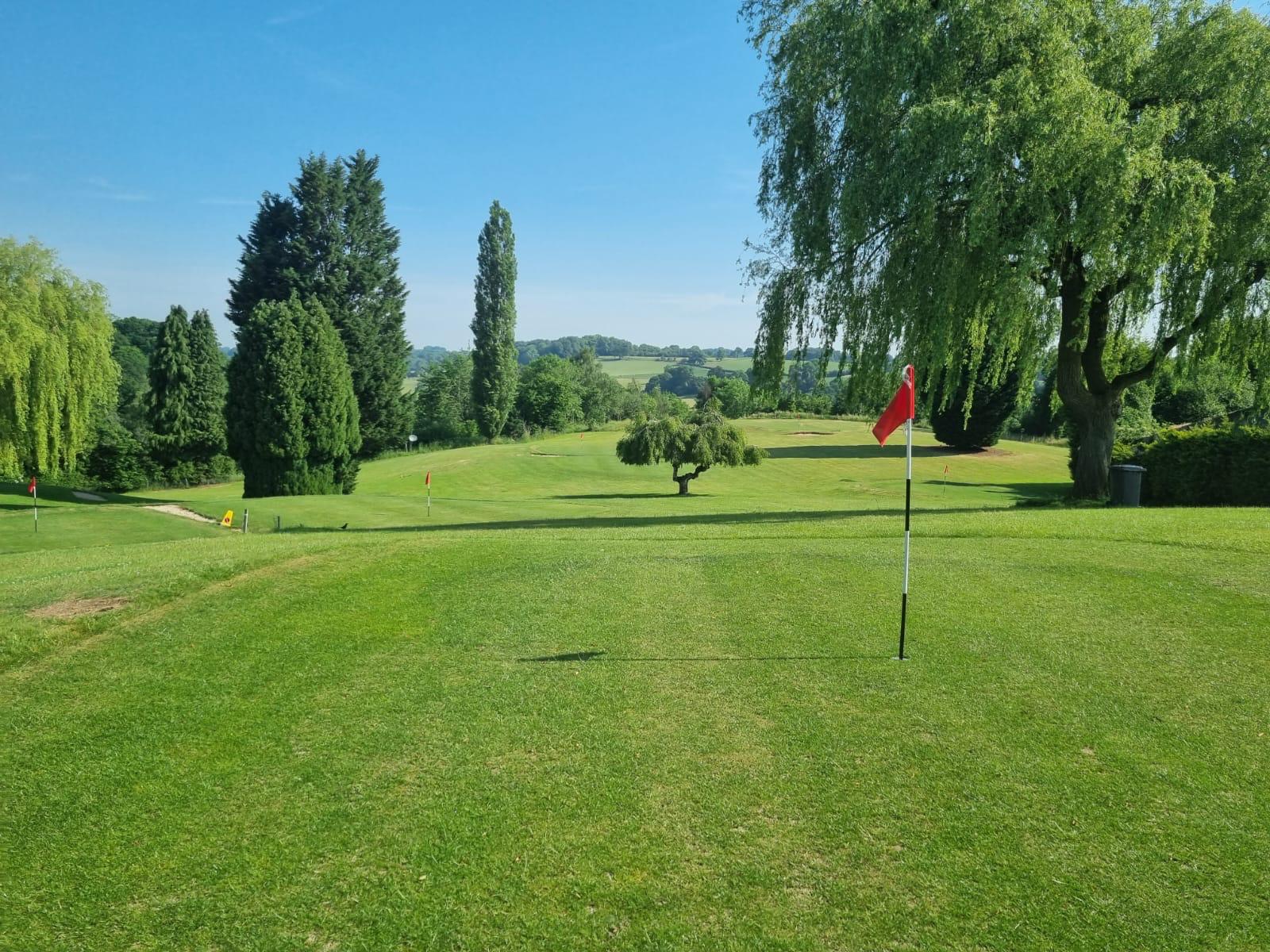 41500731-894c-4834-90d9-66f6170d7800 A flag on one of the greens at bank farm holiday holiday parks pitch and putt golf course.