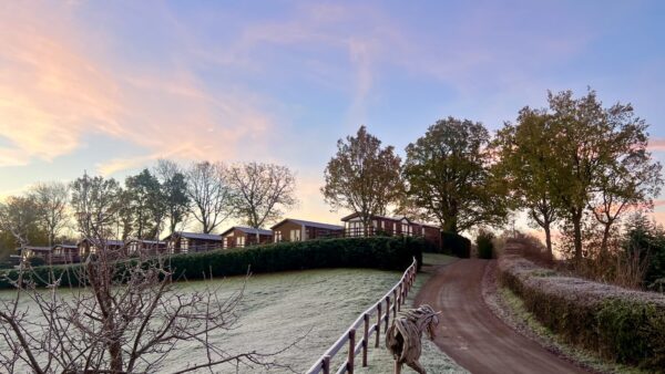A Frosty morning photo of holiday lodges at bank farm holiday park