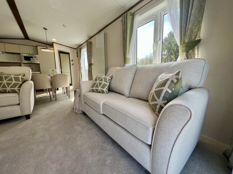 Stunning comfy sofas in the Regal Harlington at Lodge Coppice Holiday Park