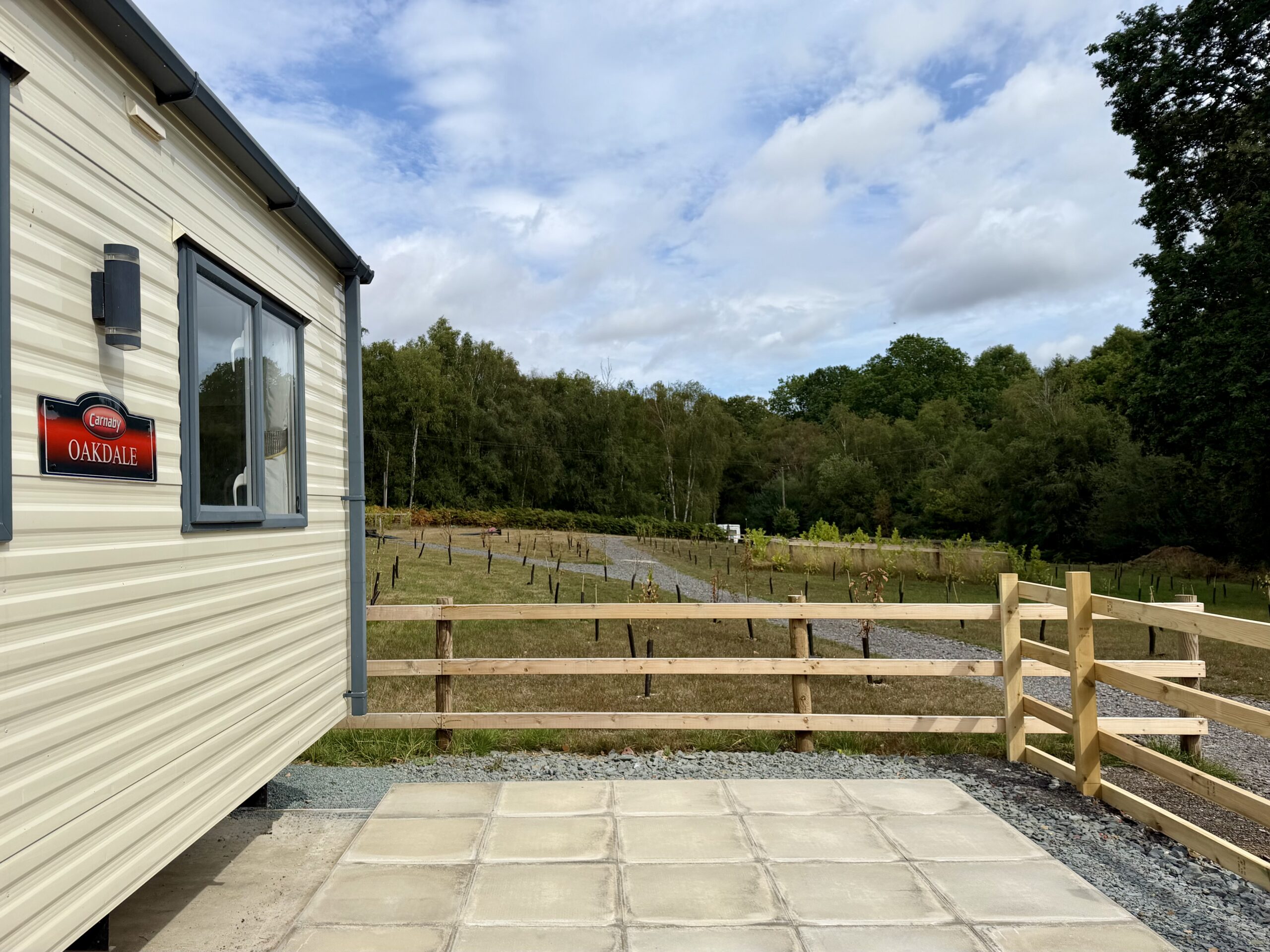 Stunning pitch of the preloved Carnaby Oakdale at Lodge Coppice Holiday Park