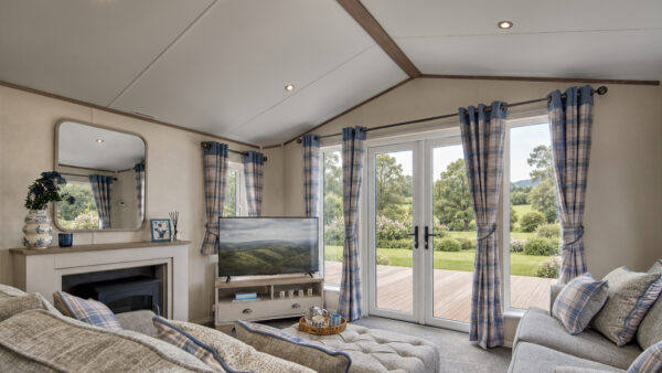 Bright open living space in the Willerby Sheraton Anniversary Lodge at Lodge Coppice Holiday Park